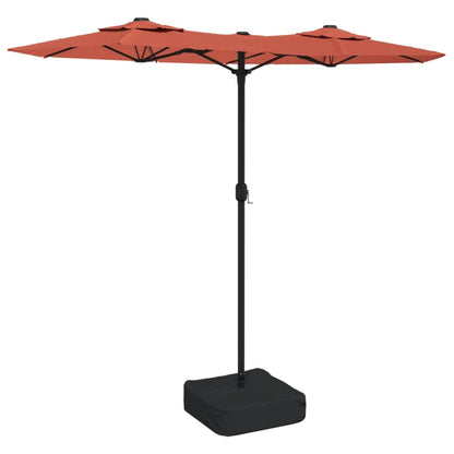 Double-Head Garden Parasol with LEDs Terracotta 316x240 cm