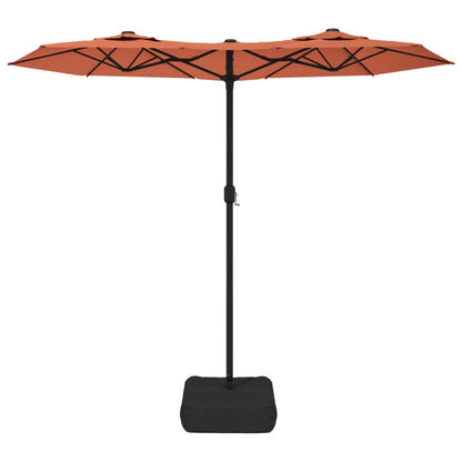 Double-Head Garden Parasol with LEDs Terracotta 316x240 cm