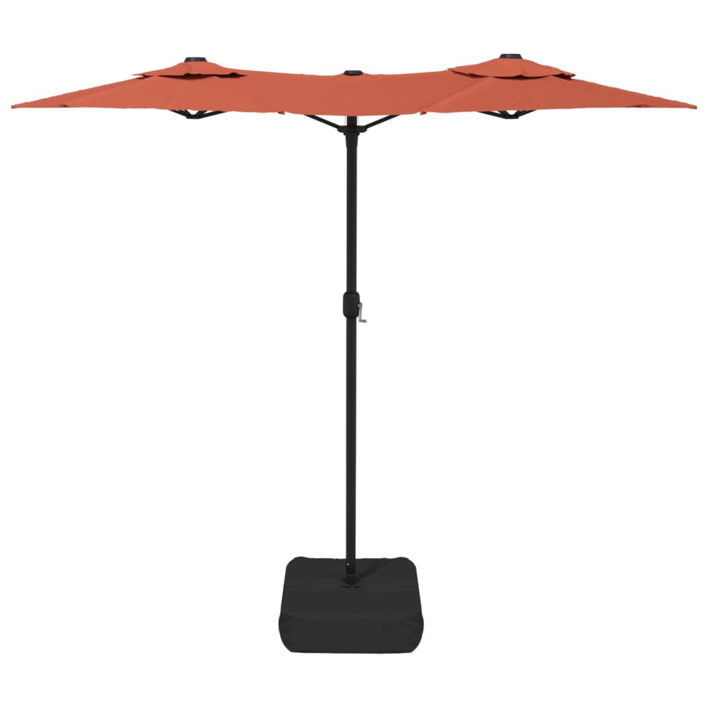 Double-Head Garden Parasol with LEDs Terracotta 316x240 cm