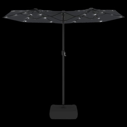 Double-Head Garden Parasol with LEDs Black 316x240 cm