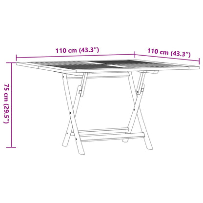 Folding Garden Table 110x110x75 cm Solid Wood Teak