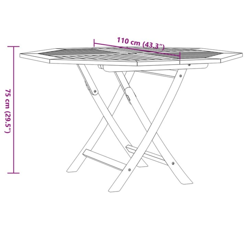 Folding Garden Table 110x110x75 cm Solid Wood Teak