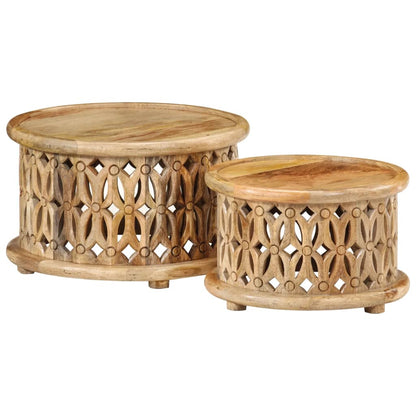 2 Piece Coffee Table Set Solid Wood Mango