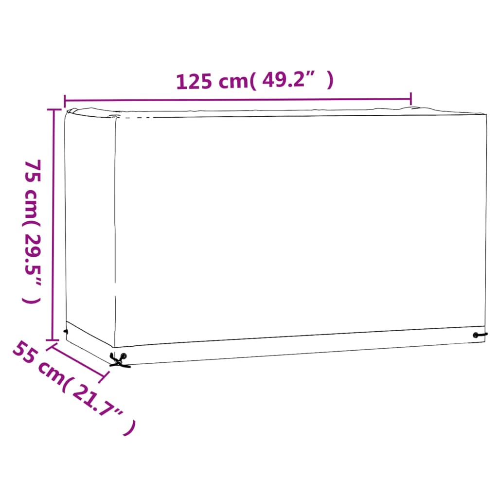 Garden Furniture Cover 8 Eyelets 125x55x75 cm Rectangular