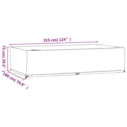 Garden Furniture Cover 12 Eyelets 315x180x75 cm Rectangular