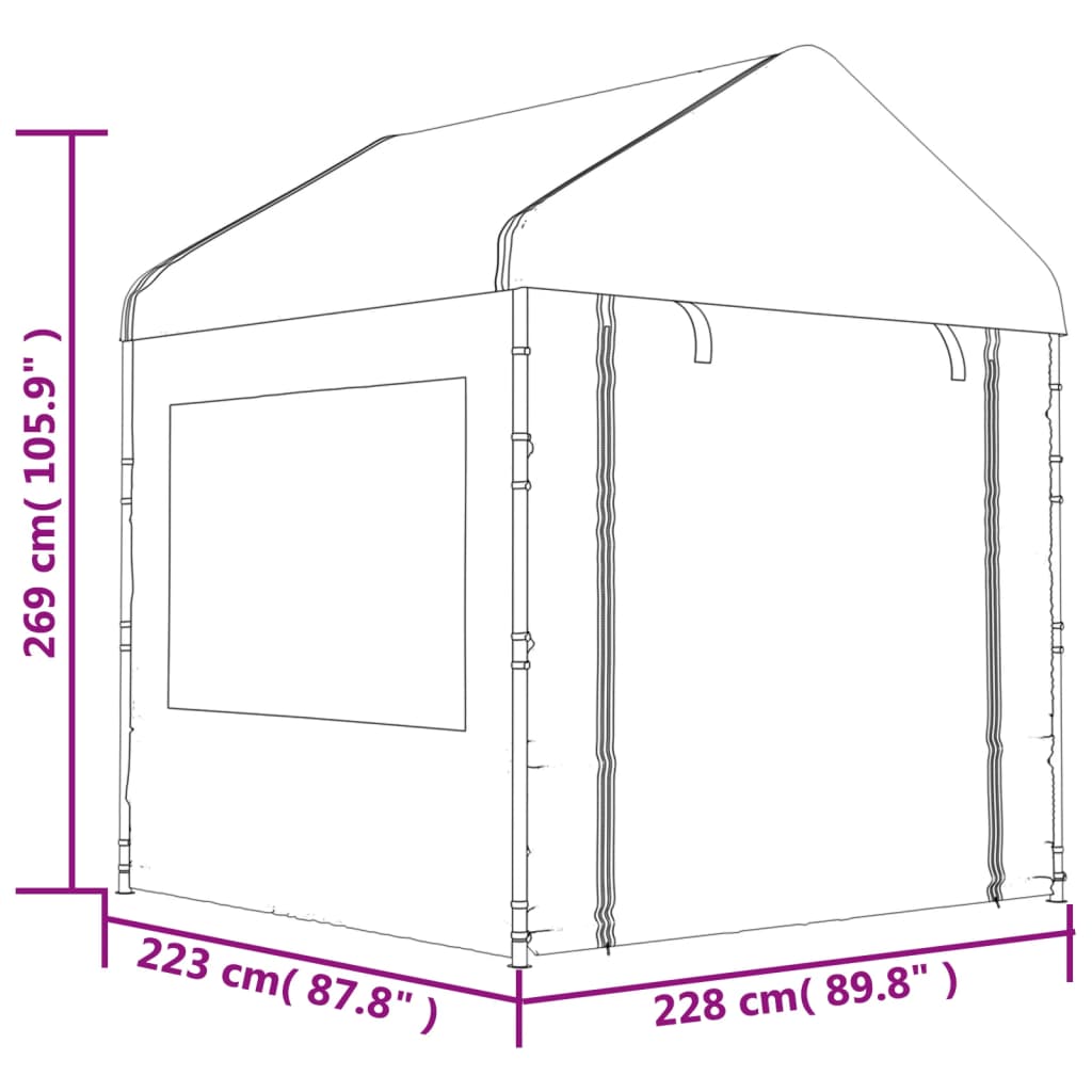 Gazebo with Roof White 20.07x2.28x2.69 m Polyethylene