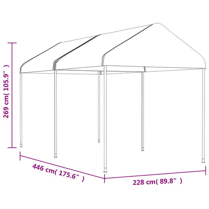 Gazebo with Roof White 4.46x2.28x2.69 m Polyethylene