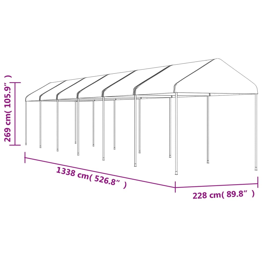 Gazebo with Roof White 13.38x2.28x2.69 m Polyethylene