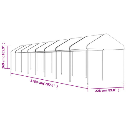 Gazebo with Roof White 17.84x2.28x2.69 m Polyethylene