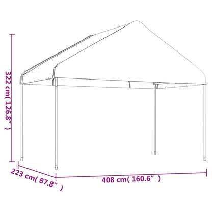 Gazebo with Roof White 4.46x4.08x3.22 m Polyethylene