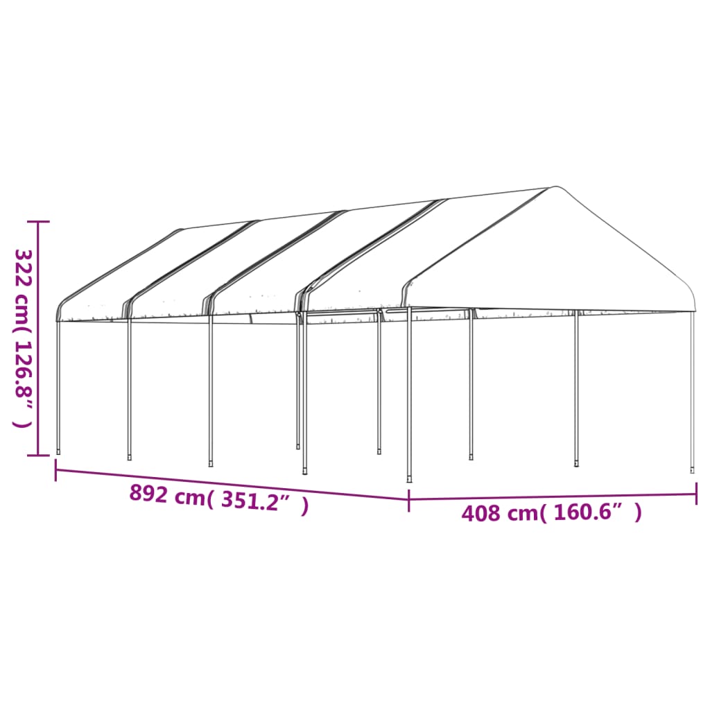 Gazebo with Roof White 8.92x4.08x3.22 m Polyethylene