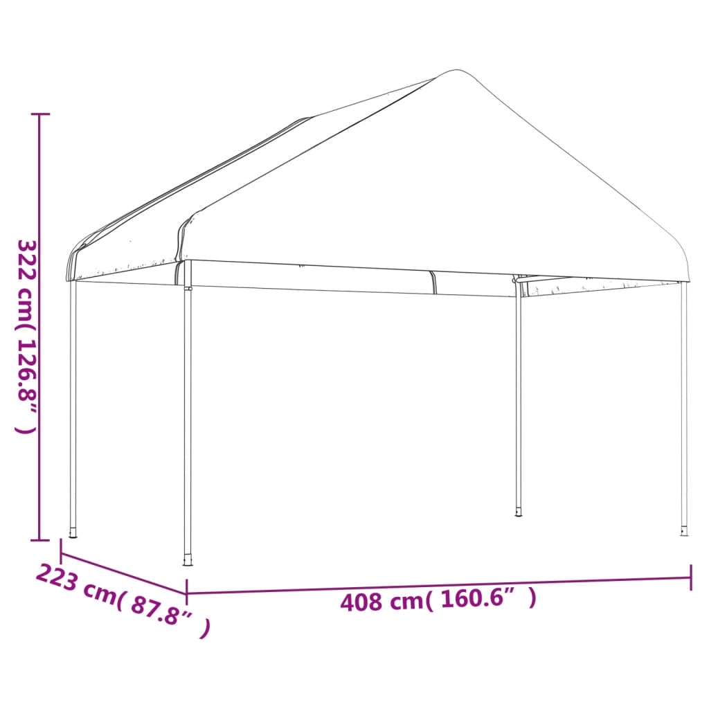 Gazebo with Roof White 8.92x4.08x3.22 m Polyethylene