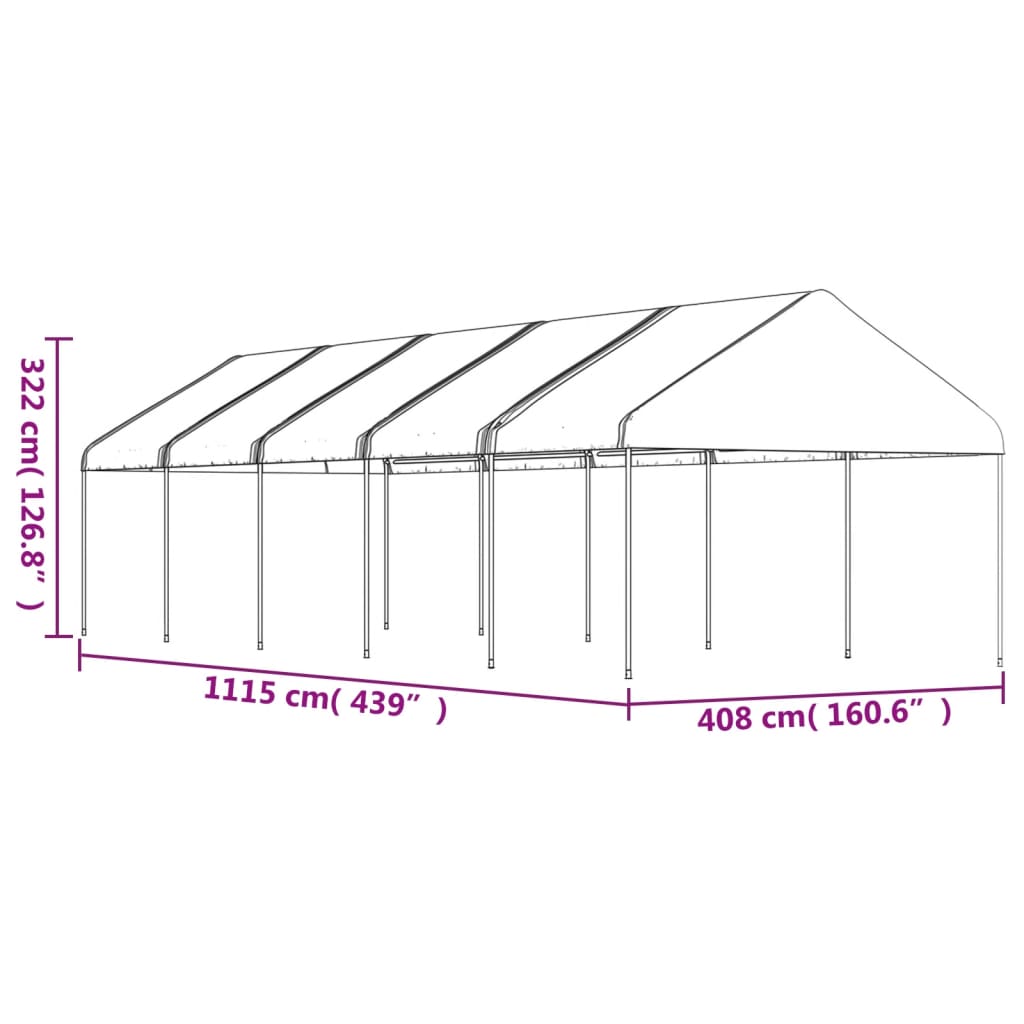 Gazebo with Roof White 11.15x4.08x3.22 m Polyethylene