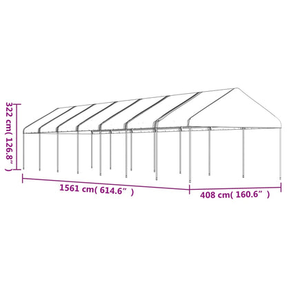 Gazebo with Roof White 15.61x4.08x3.22 m Polyethylene