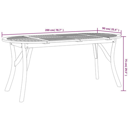 Garden Table 200x90x75 cm Solid Wood Acacia