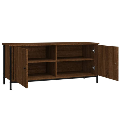 TV Cabinet with Doors Brown Oak 102x35x45 cm Engineered Wood