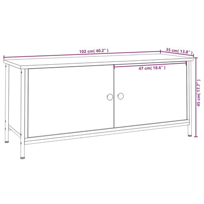 TV Cabinet with Doors Brown Oak 102x35x45 cm Engineered Wood