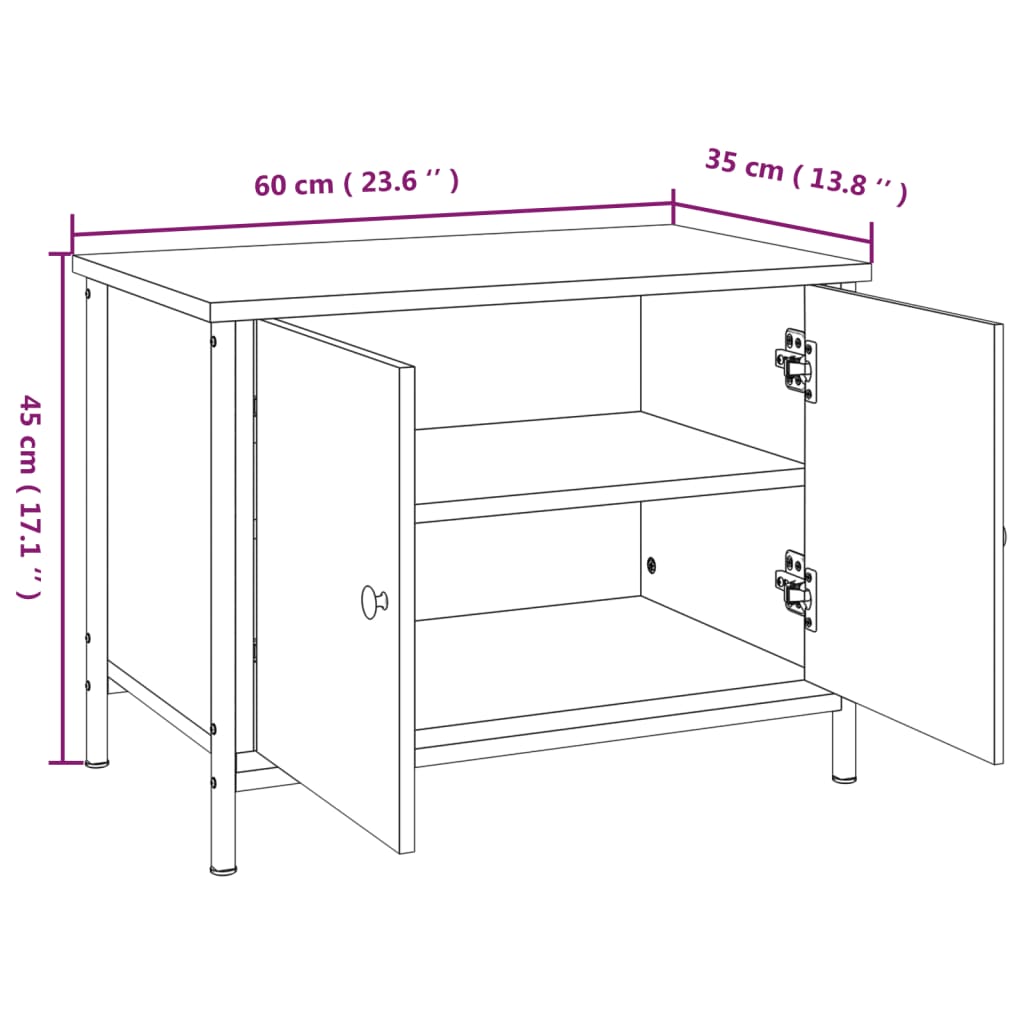 TV Cabinet with Doors Brown Oak 60x35x45 cm Engineered Wood