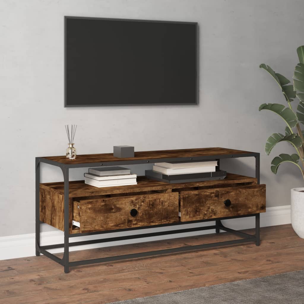 TV Cabinet Smoked Oak 100x35x45 cm Engineered Wood