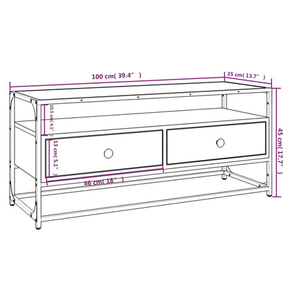 TV Cabinet Smoked Oak 100x35x45 cm Engineered Wood