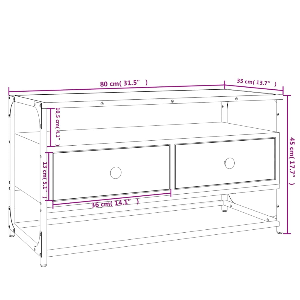 TV Cabinet Black 80x35x45 cm Engineered Wood