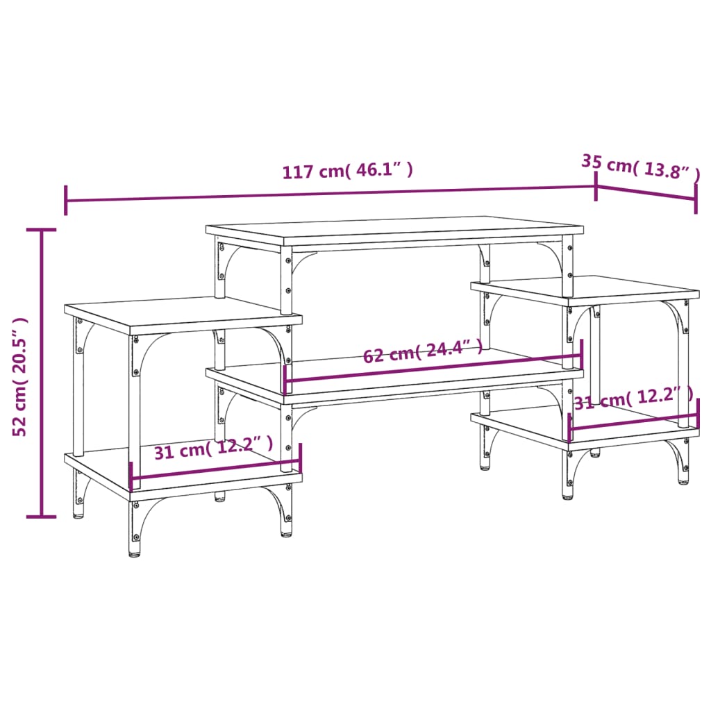 TV Cabinet Black 117x35x52 cm Engineered Wood