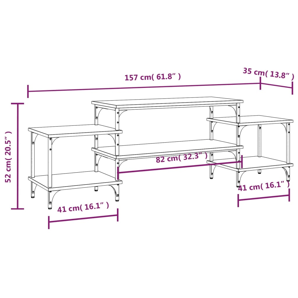 TV Cabinet Black 157x35x52 cm Engineered Wood