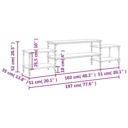 TV Cabinet Black 197x35x52 cm Engineered Wood