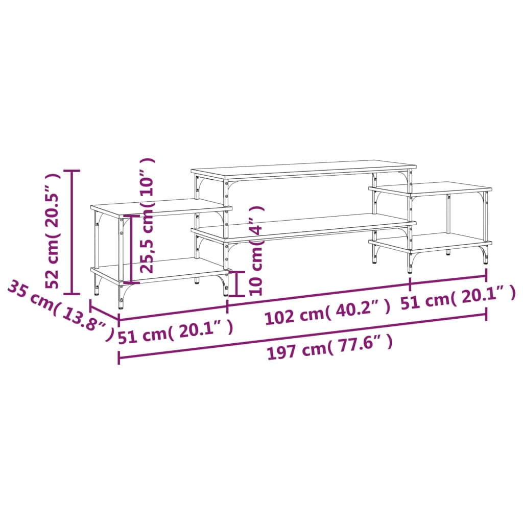 TV Cabinet Sonoma Oak 197x35x52 cm Engineered Wood