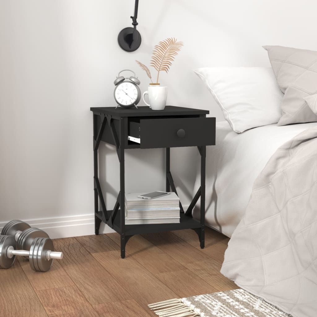 Bedside Cabinet Black 40x42x60 cm Engineered Wood