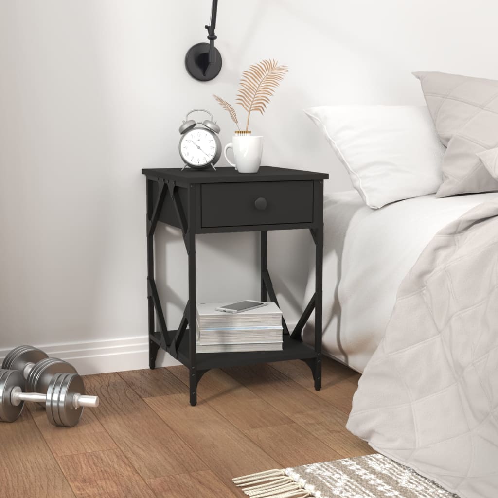 Bedside Cabinet Black 40x42x60 cm Engineered Wood