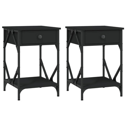 Bedside Cabinets 2 pcs Black 40x42x60 cm Engineered Wood