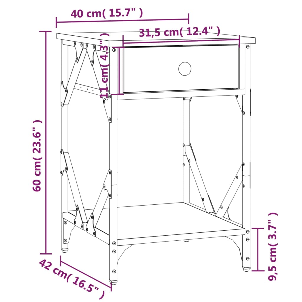 Bedside Cabinets 2 pcs Black 40x42x60 cm Engineered Wood