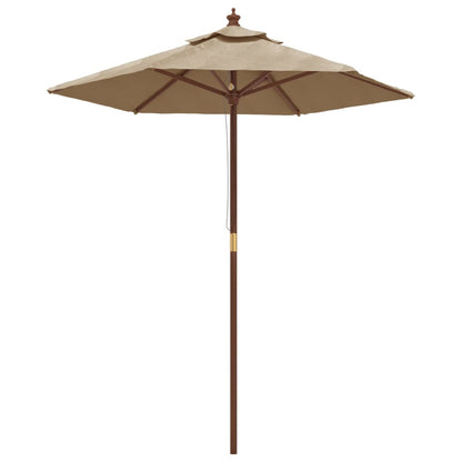 Garden Parasol with Wooden Pole Taupe 196x231 cm