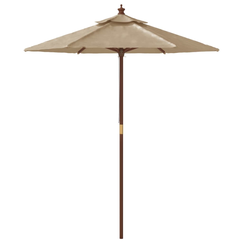 Garden Parasol with Wooden Pole Taupe 196x231 cm