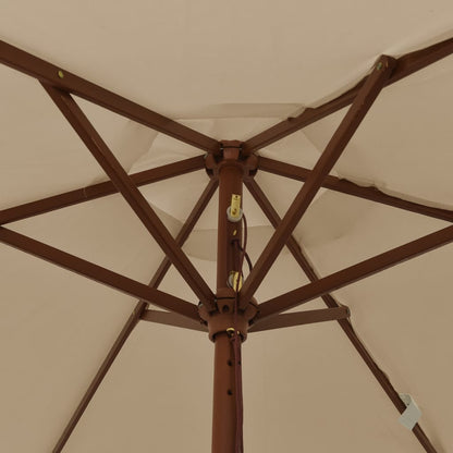 Garden Parasol with Wooden Pole Taupe 196x231 cm