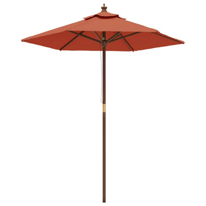 Garden Parasol with Wooden Pole Terracotta 196x231 cm