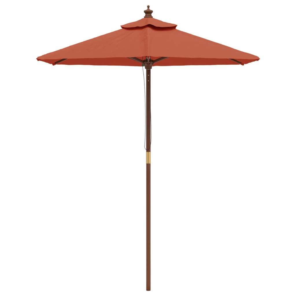 Garden Parasol with Wooden Pole Terracotta 196x231 cm