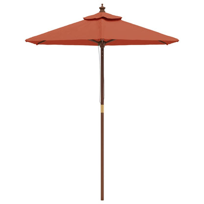 Garden Parasol with Wooden Pole Terracotta 196x231 cm