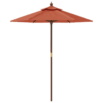 Garden Parasol with Wooden Pole Terracotta 196x231 cm