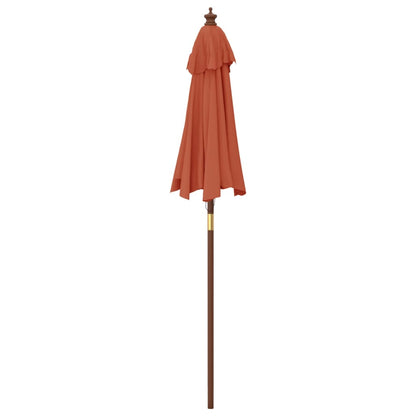 Garden Parasol with Wooden Pole Terracotta 196x231 cm