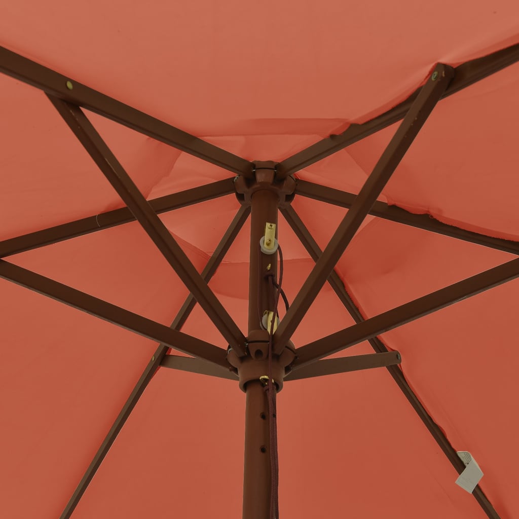 Garden Parasol with Wooden Pole Terracotta 196x231 cm