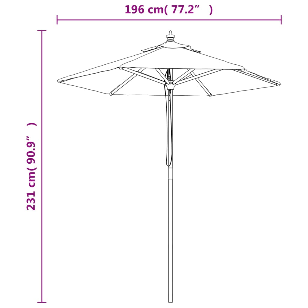 Garden Parasol with Wooden Pole Terracotta 196x231 cm