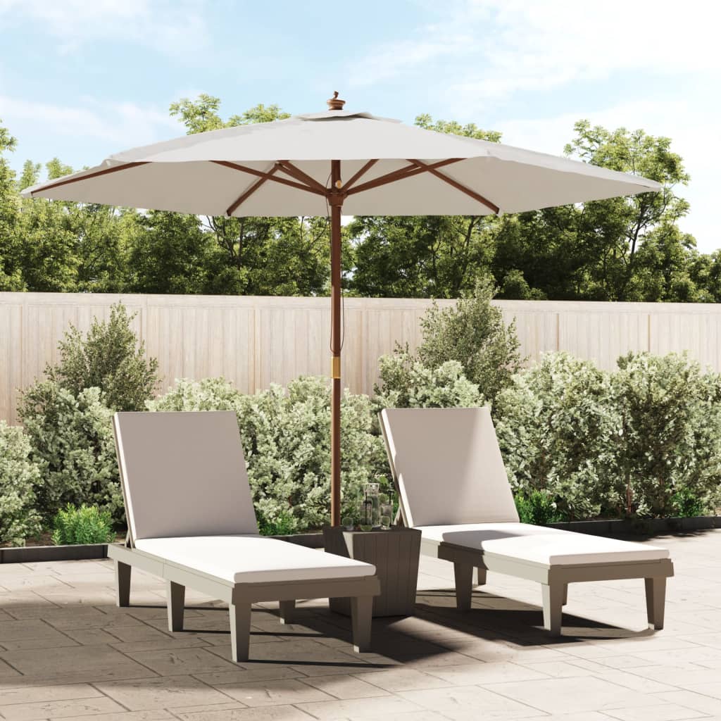 Garden Parasol with Wooden Pole Sand 299x240 cm