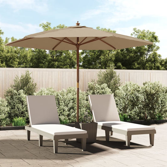 Garden Parasol with Wooden Pole Taupe 299x240 cm