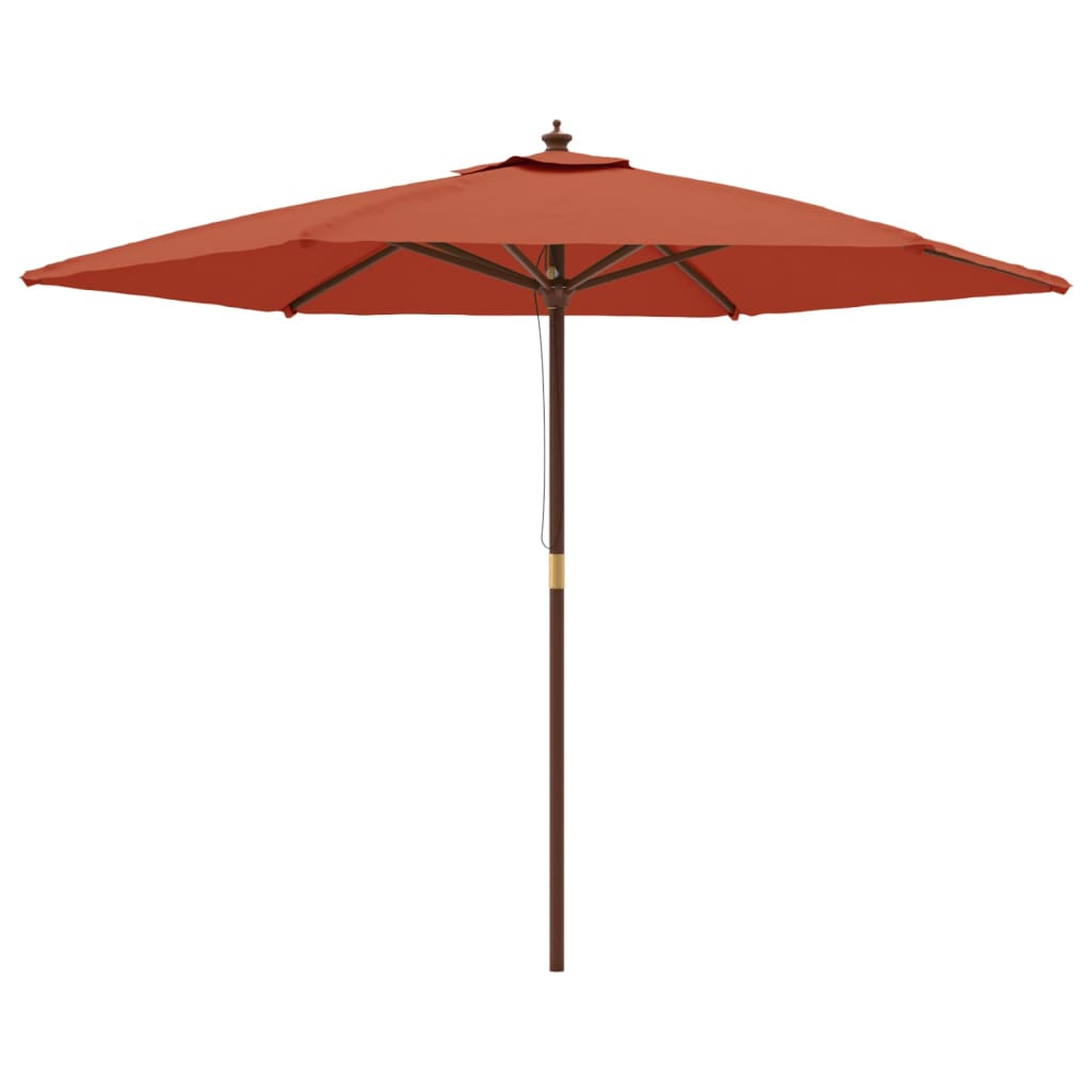 Garden Parasol with Wooden Pole Terracotta 299x240 cm