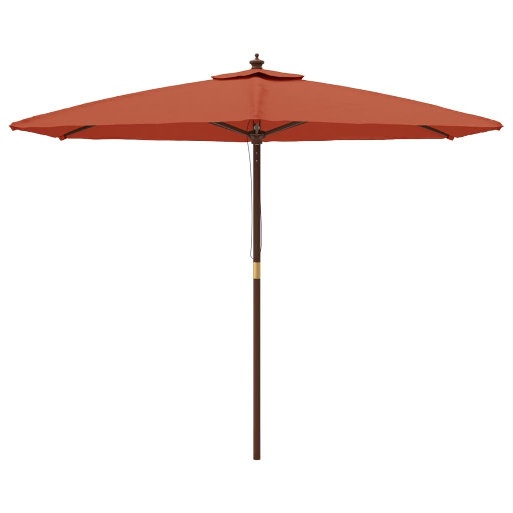 Garden Parasol with Wooden Pole Terracotta 299x240 cm