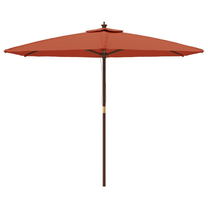 Garden Parasol with Wooden Pole Terracotta 299x240 cm