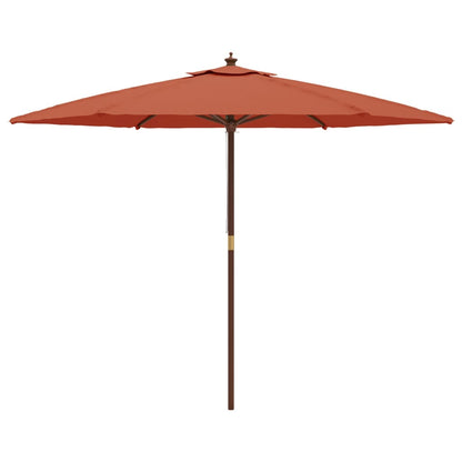 Garden Parasol with Wooden Pole Terracotta 299x240 cm