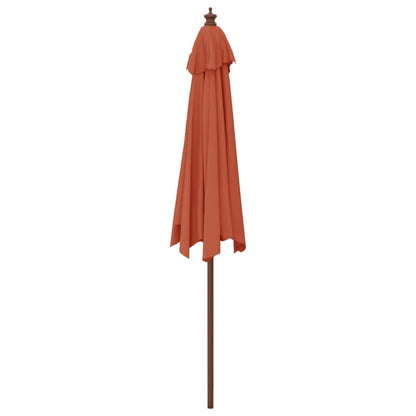 Garden Parasol with Wooden Pole Terracotta 299x240 cm